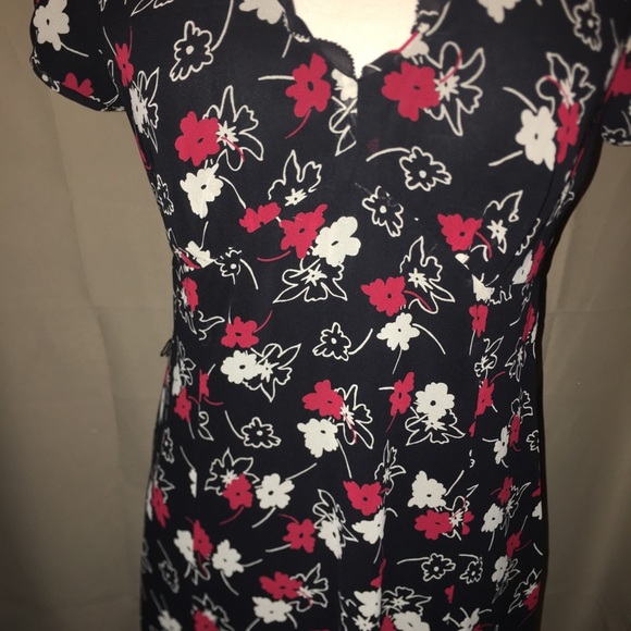 LOFT Floral Black and Red Dress - Picture 2 of 7